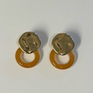 Jcrew hammered gold and amber/orange lucite earrings